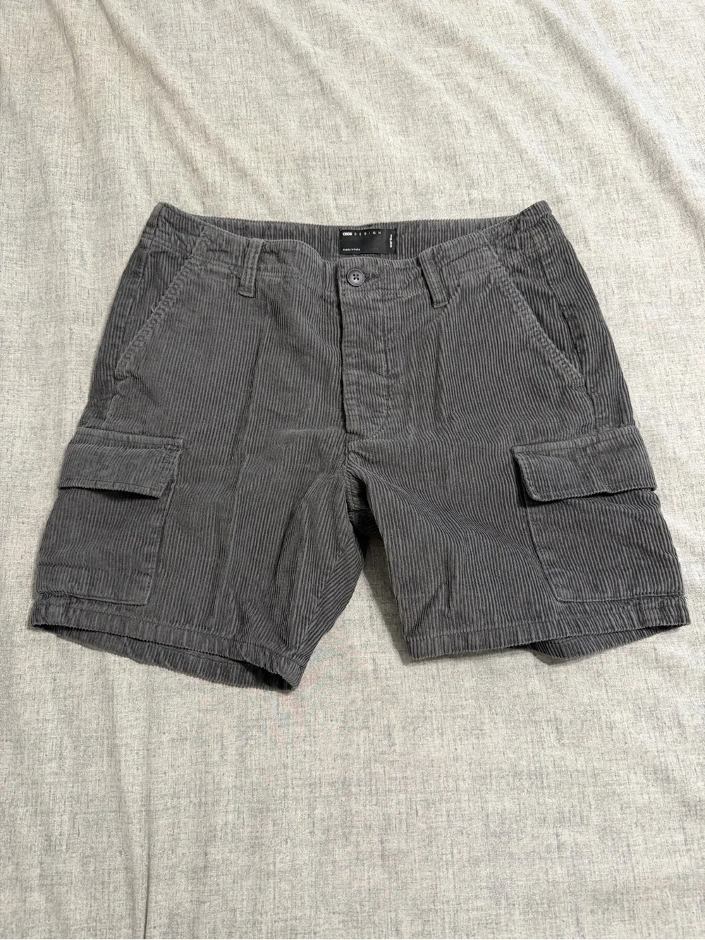 ASOS Men's Charcoal Corduroy Cargo Shorts